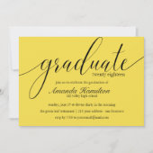 Typographie Jaune moderne Graduation Invitation (Devant)