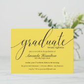 Typographie Jaune moderne Graduation Invitation (Debout devant)