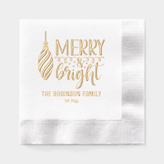 Typographie Joyeux et Bauble brillant Nom | Date (Recto)