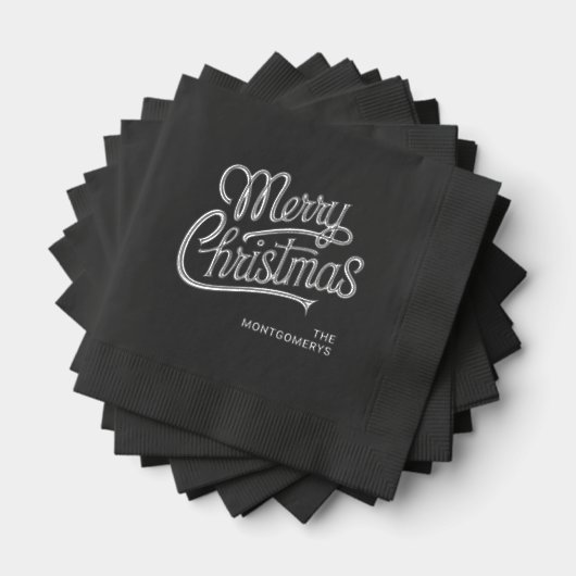 Typographie Joyeux Noël Napkins en papier d'alumin (Insitu (empilé))
