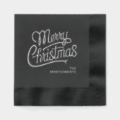 Typographie Joyeux Noël Napkins en papier d'alumin (Recto)