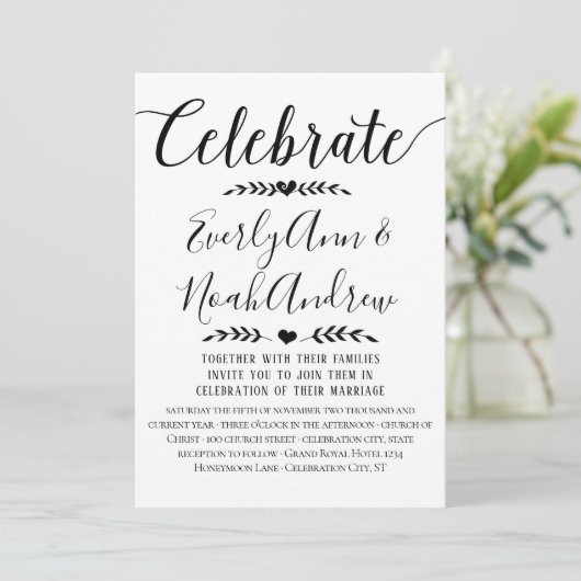Typographie Kraft Papier de mariage Invitations (Debout devant)