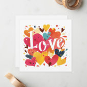 Typographie Love and Hearts Carte Saint Valentin (Devant/Arrière en situation)