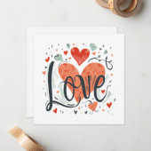 Typographie Love Hearts Carte Saint Valentin (Devant/Arrière en situation)