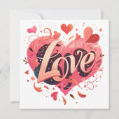 Typographie Love Pink Heart Carte Saint Valentin (Devant)