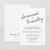 Typographie manuscrite Faire-part de mariage moder (Devant / Derrière)