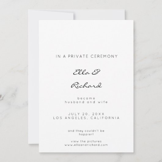 Typographie Mariage Faire-part Elegant V (Dos)