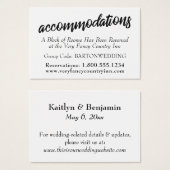 Typographie Mariage Hébergements Insertion Cartes (Devant & derrière)