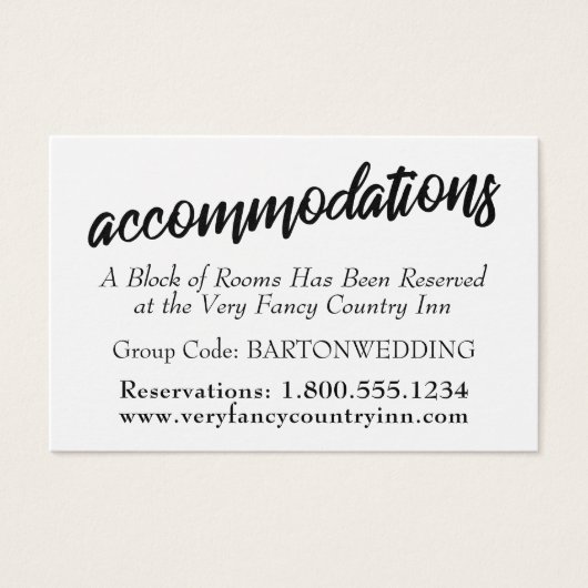 Typographie Mariage Hébergements Insertion Cartes (Devant)