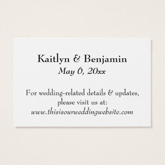 Typographie Mariage Hébergements Insertion Cartes (Dos)