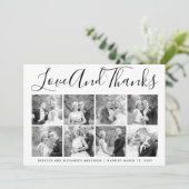 Typographie mariage Merci huit photo collage (Debout devant)
