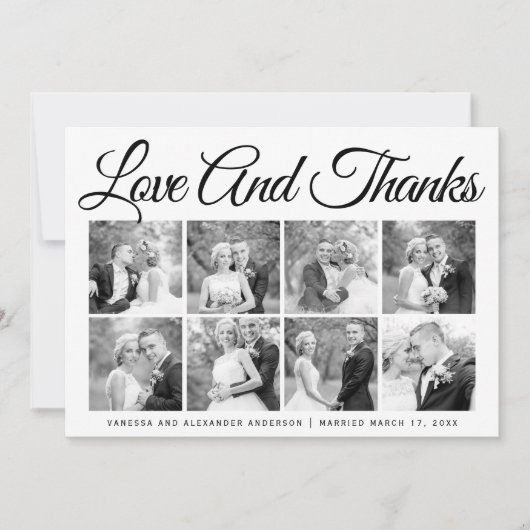 Typographie mariage Merci huit photo collage (Devant)