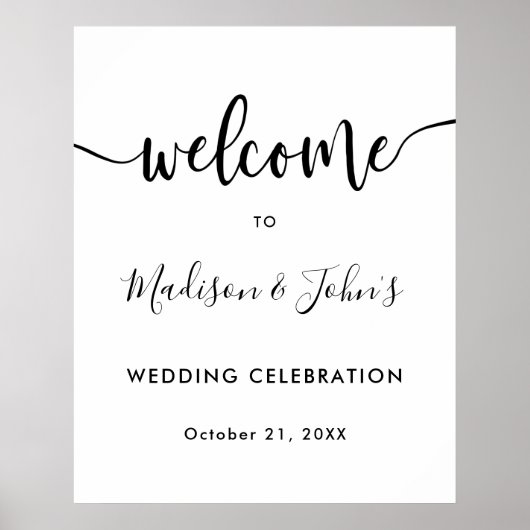 Typographie Mariage monochrome Affiche de bienvenu (Devant)