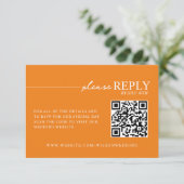 Typographie minimale Carte RSVP Orange QR (Debout devant)