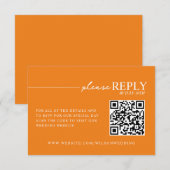 Typographie minimale Carte RSVP Orange QR (Devant / Derrière)