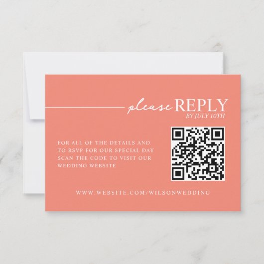 Typographie minimale Coral QR carte RSVP (Devant)