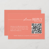 Typographie minimale Coral QR carte RSVP (Devant / Derrière)