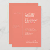 Typographie minimale Faire-part de mariage coralli (Devant / Derrière)