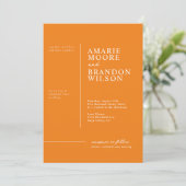 Typographie minimale Faire-part de mariage orange (Debout devant)