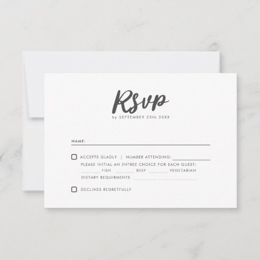 Typographie minimale Nettoyer Mariage moderne RSVP (Devant)