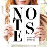 Typographie minimaliste moderne Notes de nom perso<br><div class="desc">Ce design élégant et moderne présente une typographie noire audacieuse orthographiant "NOTES" dans une mise en page contemporaine. Le minimaliste jeu de couleurs noir et blanc le rend polyvalent et intemporel, tandis que le nom personnalisé ajoute une touche personnelle. Idéal pour les professionnels, les étudiants ou toute personne qui apprécie...</div>