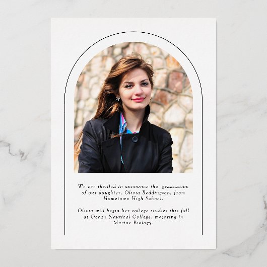 Typographie moderne 2 Arc photo Grad Faire-part (Verso)