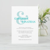 Typographie moderne Aqua Faire-part de mariage (Debout devant)