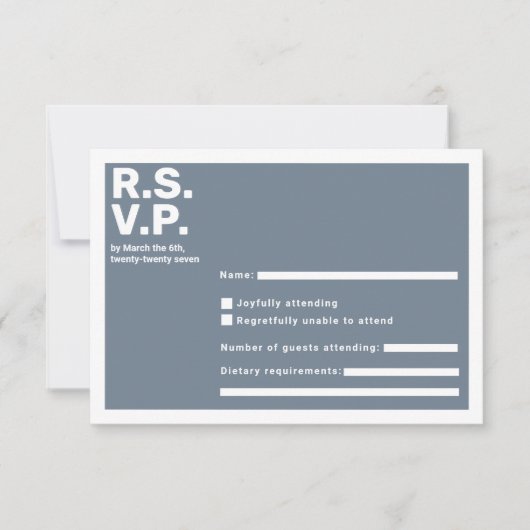 Typographie moderne Blue Bold RSVP Mariage (Devant)