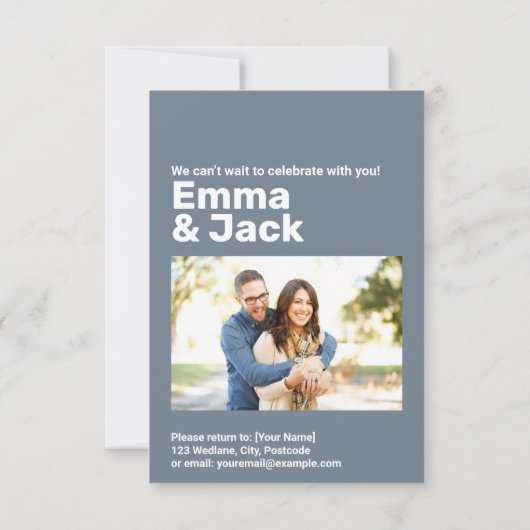 Typographie moderne Blue Bold RSVP Mariage (Dos)