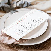 Typographie moderne Bright Orange Mariage Menu