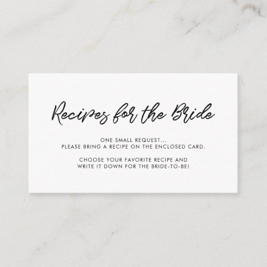 Typographie moderne Carte de demande de recette (Devant)