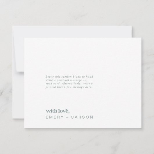 Typographie moderne | Carte de remerciements vert  (Dos)