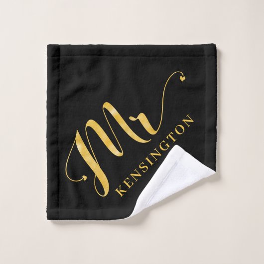 Typographie moderne Chic Gold Foil M. Newlyhed (Gant de toilette)