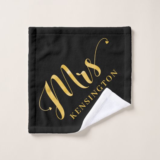 Typographie moderne Chic Gold Foil Mme Newlysée (Gant de toilette)