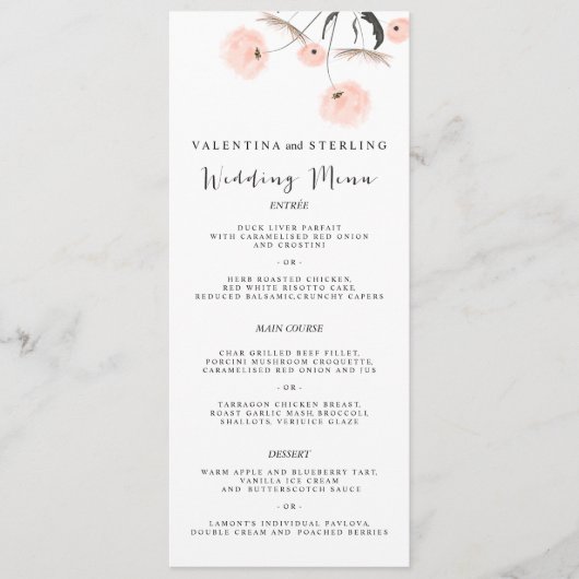Typographie moderne Dandelion Menu Mariage (Devant)