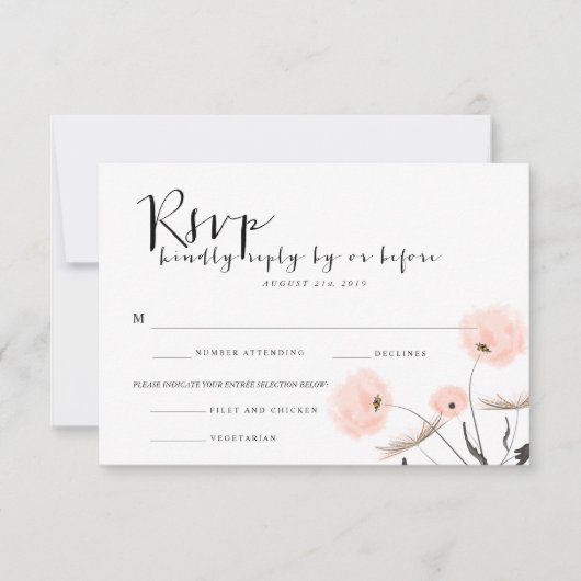 Typographie moderne Dandelion Wedding Carte RSVP (Devant)