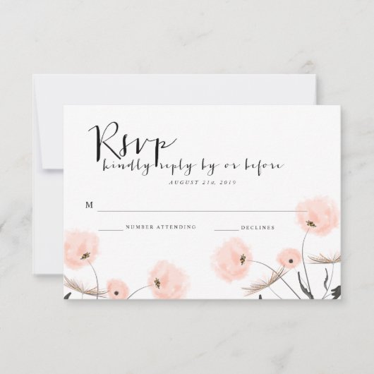 Typographie moderne Dandelion Wedding Carte RSVP (Devant)