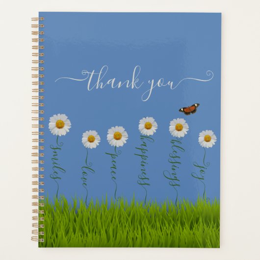 Typographie moderne de Merci Floral Blue Daisy (Devant)