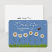 Typographie moderne de Merci Floral Blue Daisy (Devant / Derrière)