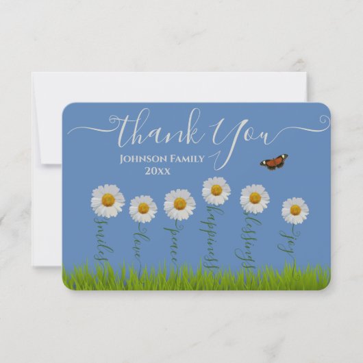 Typographie moderne de Merci Floral Blue Daisy (Devant)
