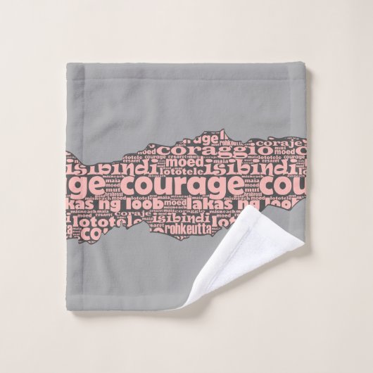Typographie moderne du Courage Gris et Rose (Gant de toilette)