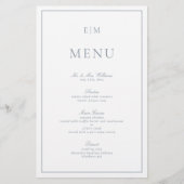 Typographie moderne Dusty Blue Monogram Menu Maria (Devant)