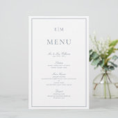 Typographie moderne Dusty Blue Monogram Menu Maria (Debout devant)