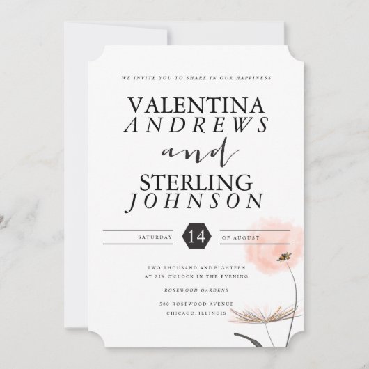Typographie moderne Faire-part de mariage Dandelio (Devant)