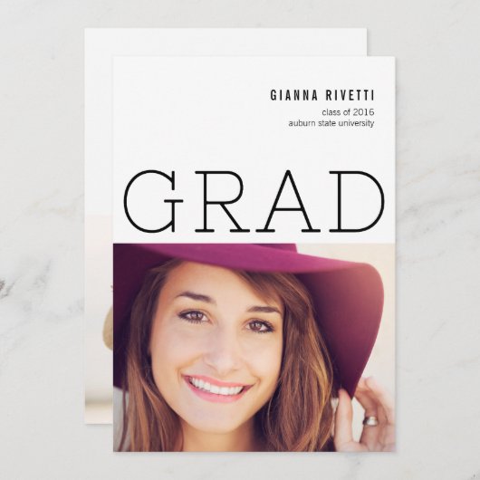 Typographie moderne Faire-part d'obtention d'un di (Devant / Derrière)