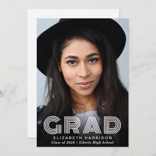 Typographie moderne Faire-part d'obtention d'un di (Devant / Derrière)