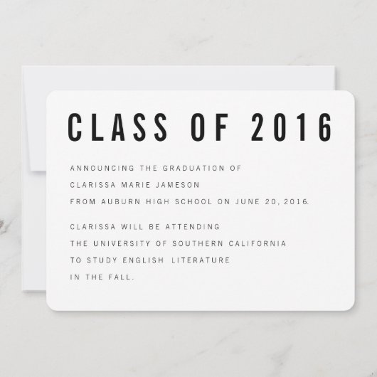 Typographie moderne Faire-part d'obtention d'un di (Dos)