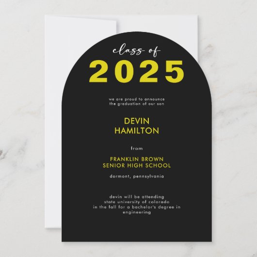 Typographie moderne Gras Arch Grad Faire-part (Dos)