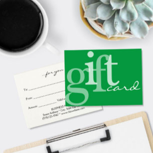 Typographie moderne Gras Carte Cadeau Blanc Vert