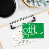 Typographie moderne Gras Carte Cadeau Blanc Vert